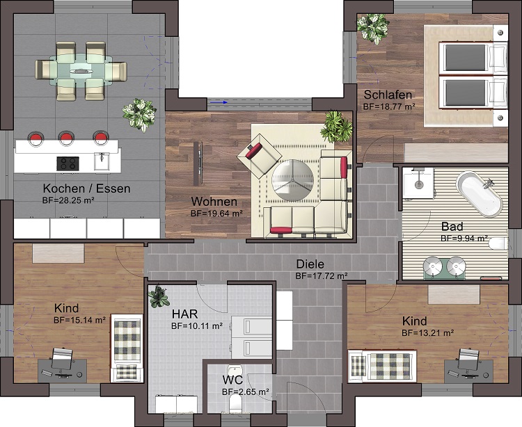 Bungalow B 135 Erdgeschoss